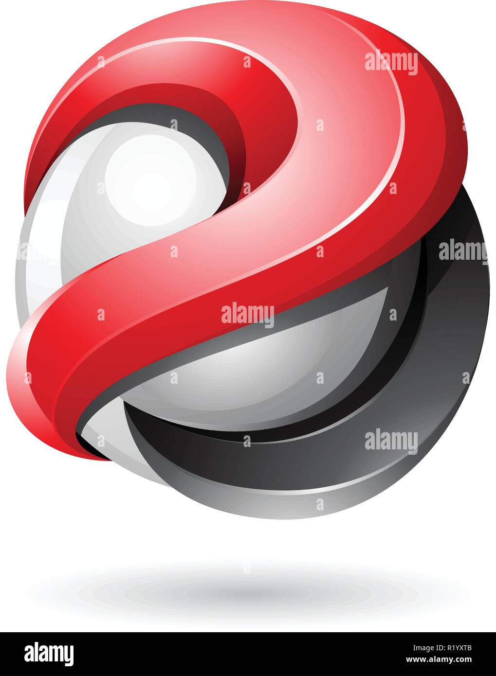 Vector Illustration of Red and Black Bold Metallic Glossy 3d Sphere ...