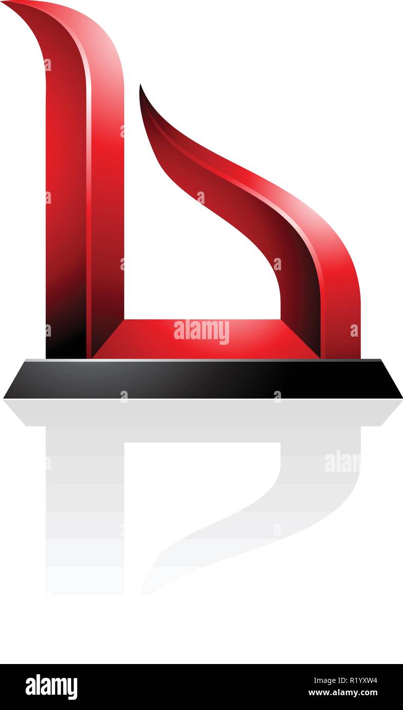 Vector Illustration of Red and Black Bow-like Embossed Letter B ...