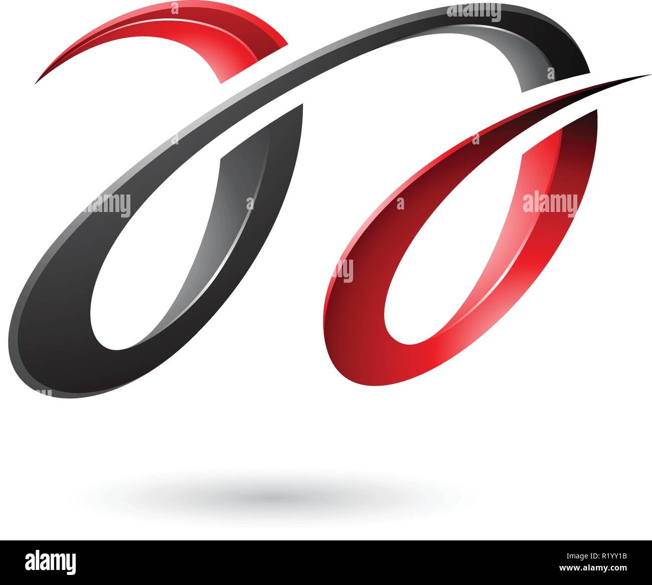 Vector Illustration of Red and Black Glossy Dual Letters A isolated on ...