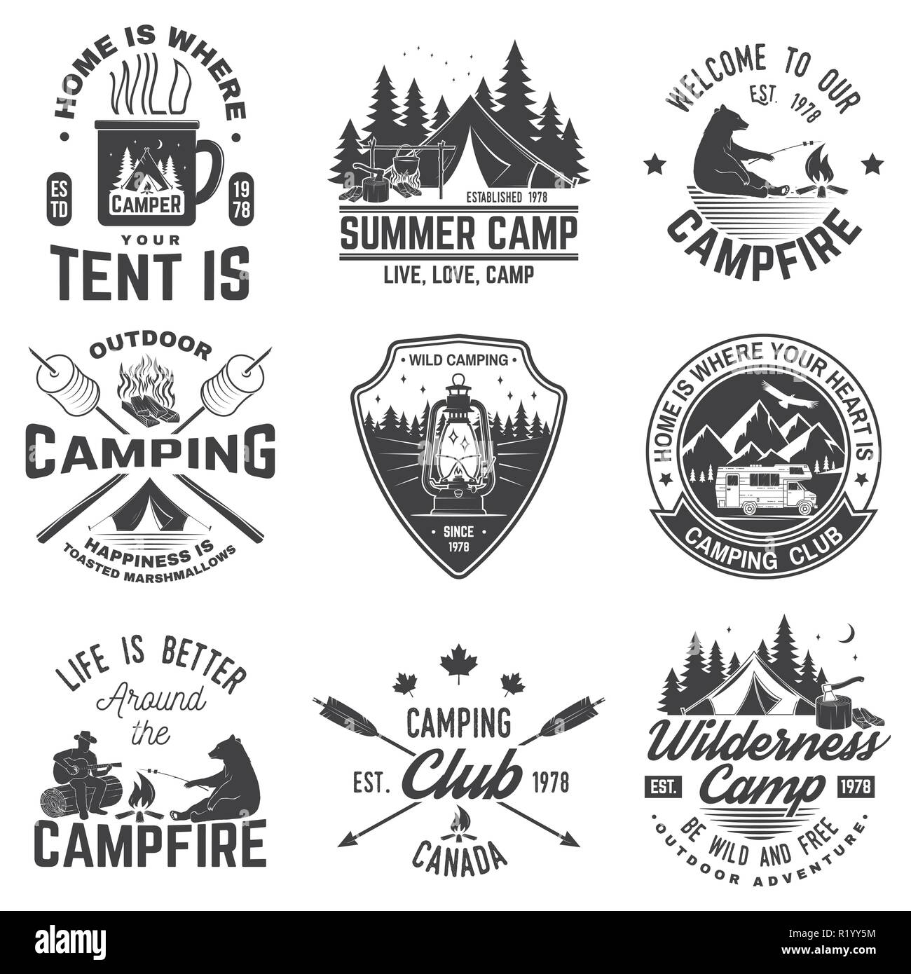 Free Vector  Hand painted yellow camping tent in front of a campfire