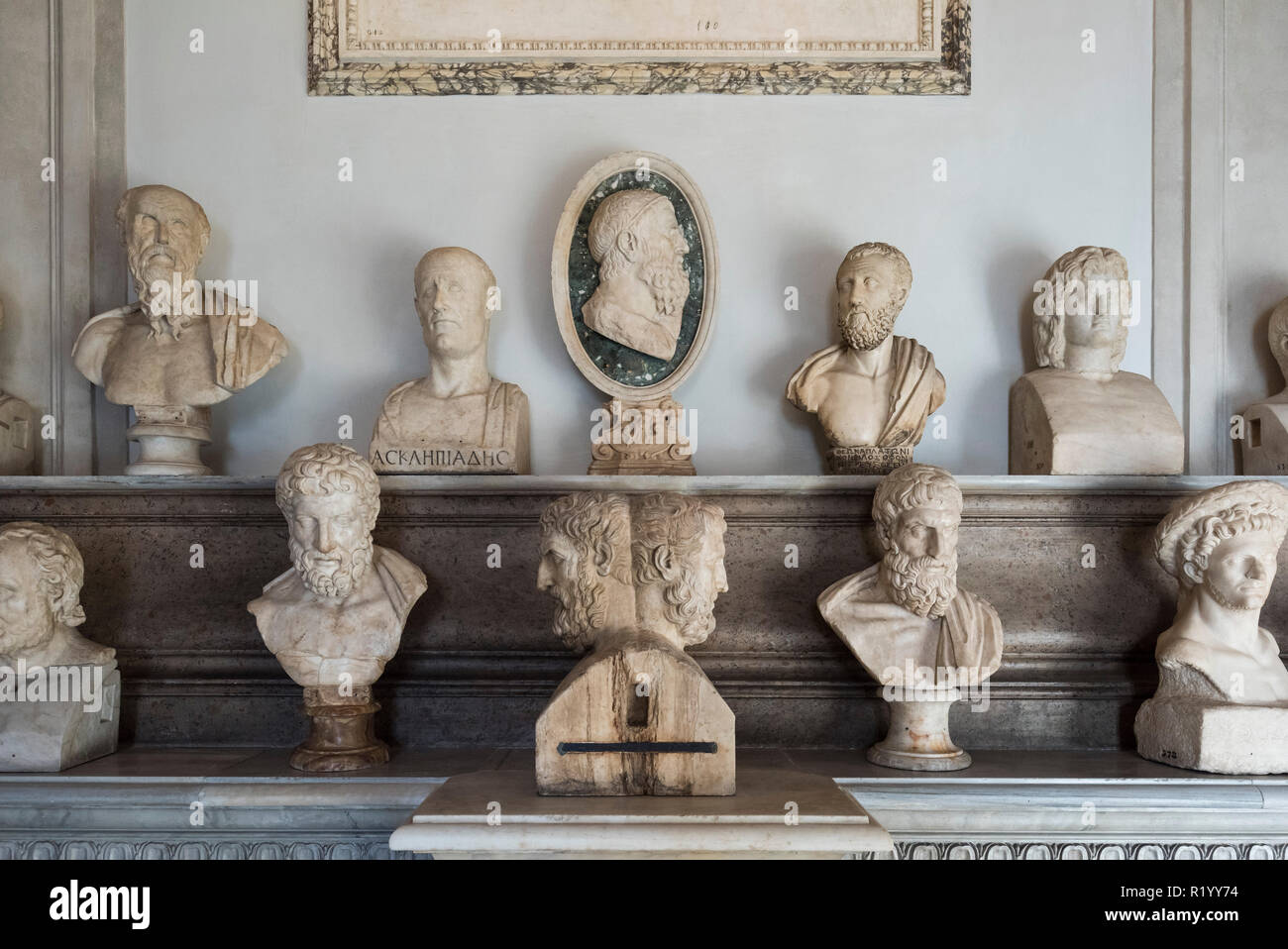 Rome. Italy. Hall of the Philosophers, Capitoline Museums. Musei Capitolini. Stock Photo