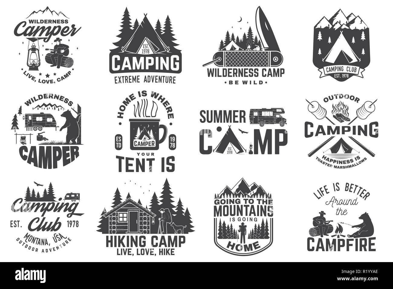 Summer Camp Vector Illustration Concept For Shirt Or Patch