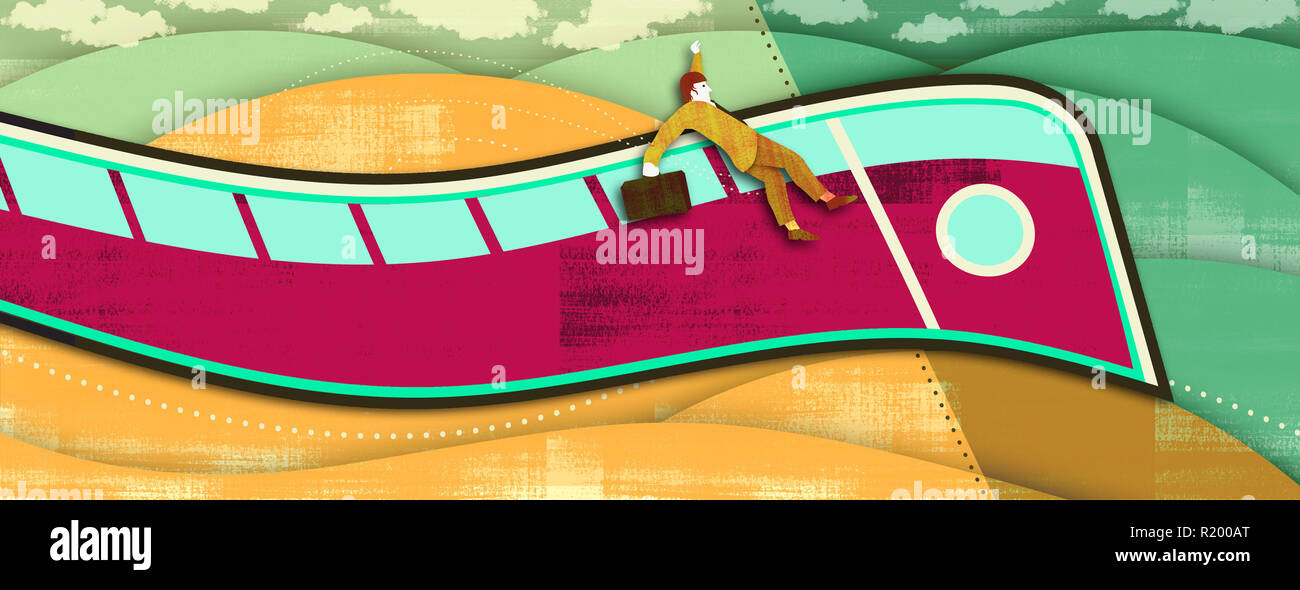 man jumping on train Stock Photo Alamy