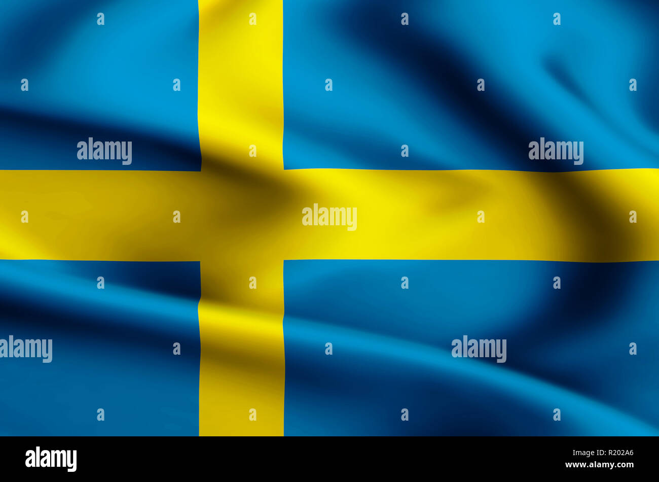 Sweden modern and realistic closeup flag illustration. Perfect for ...