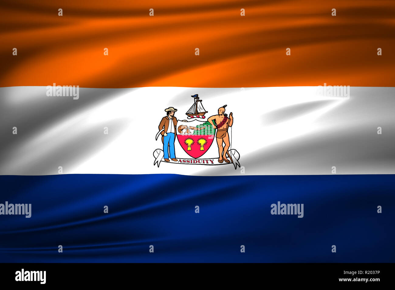 Albany New York 3D waving flag illustration. Texture can be used as
