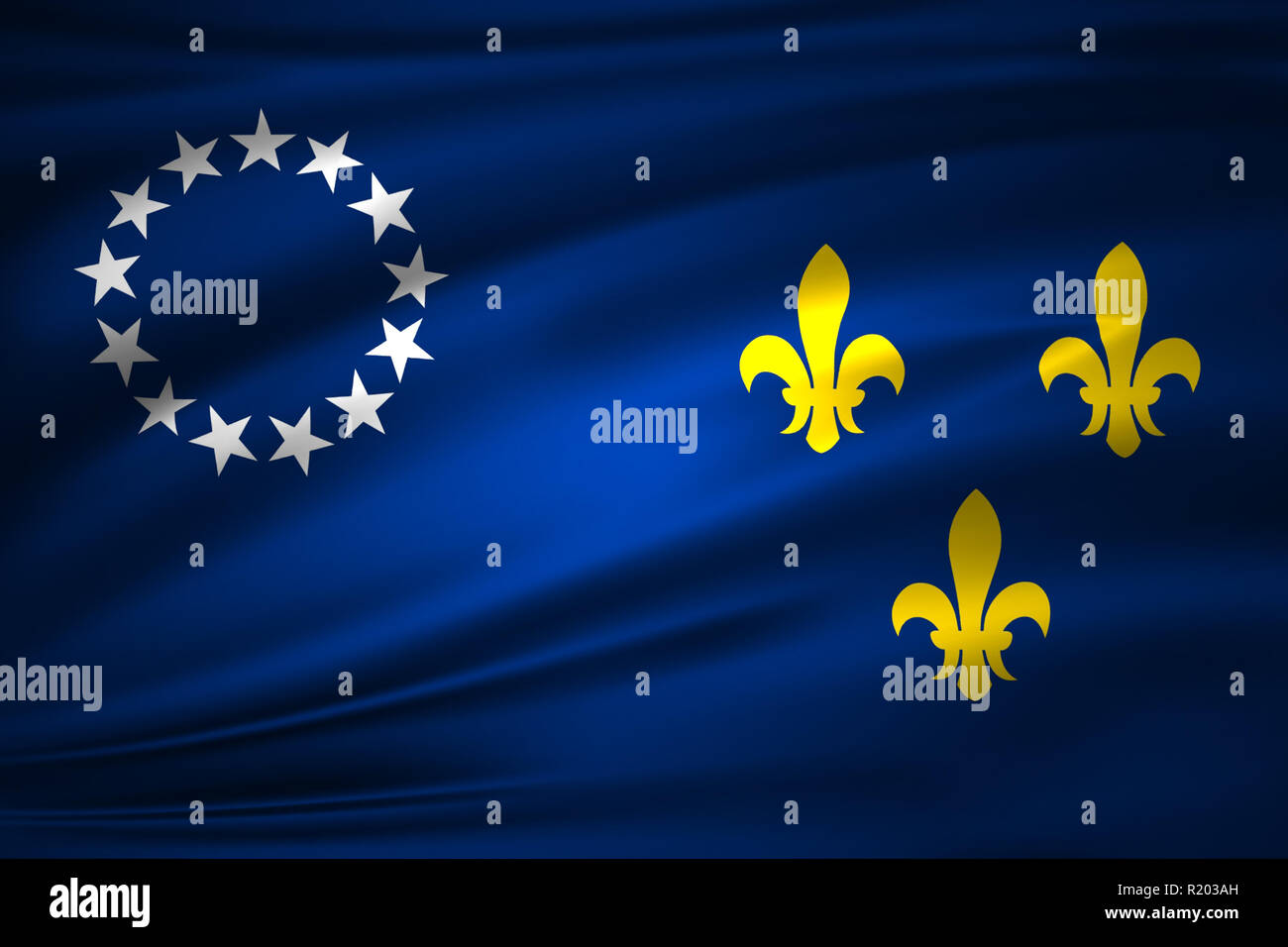Louisville Kentucky 3D waving flag illustration. Texture can be used