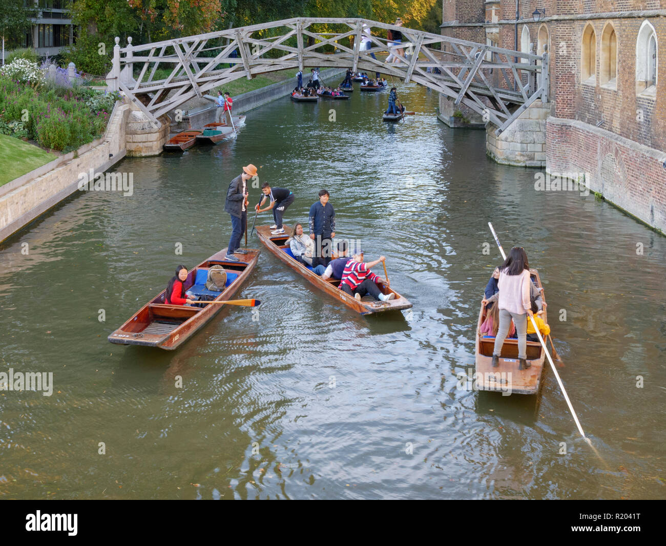 Punting on the River Cam and Cambridge Stock Photo