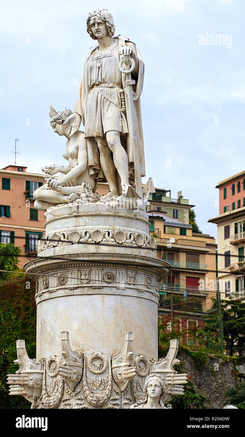 Genoa, Italy monument to Christopher Columbus in Piazza Acquaverde