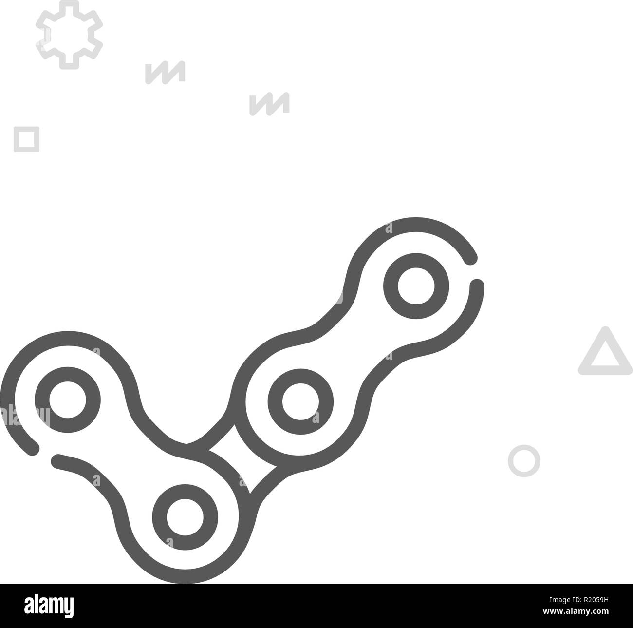 Bike Chain Link Vector Line Icon, Symbol, Pictogram, Sign. Light Abstract Geometric Background