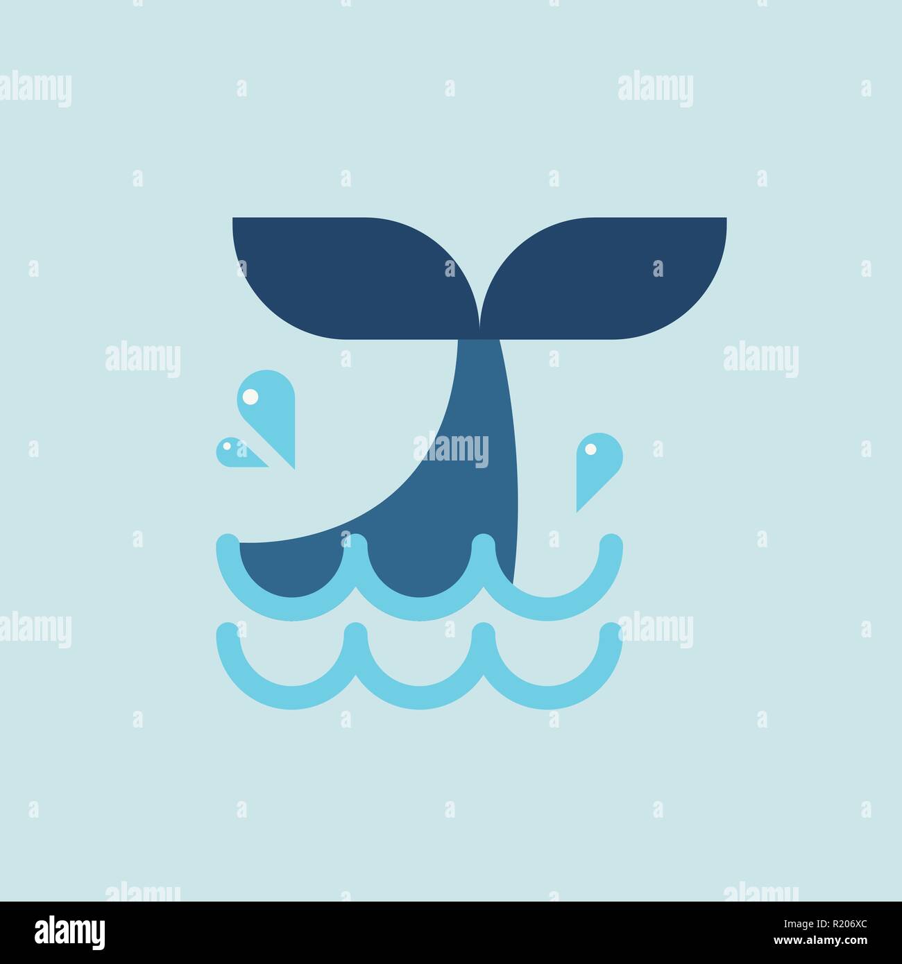 Whale tail in flat style. Vector illustration Stock Vector