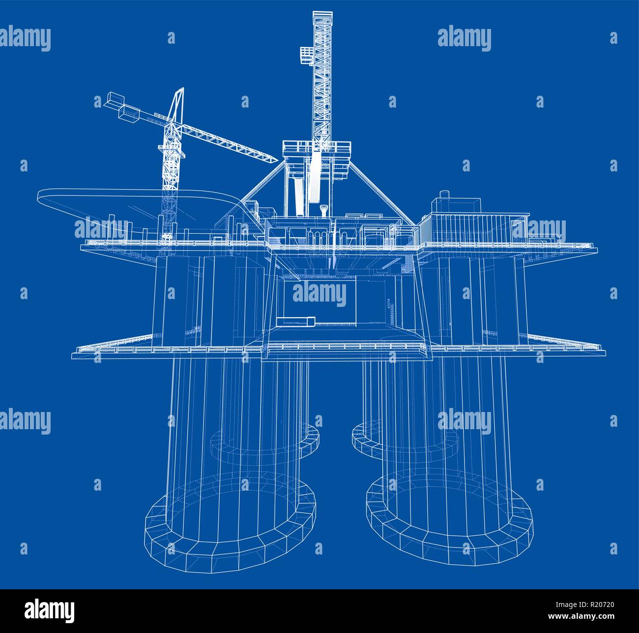 Offshore oil rig drilling platform concept. Vector Stock Vector