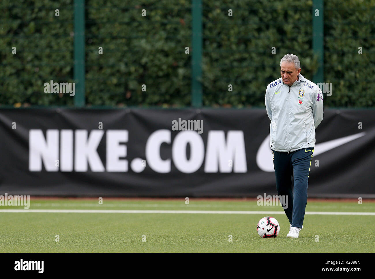 Brazil's coach Tite during the training session at London Colney, Hertfordshire. Stock Photo