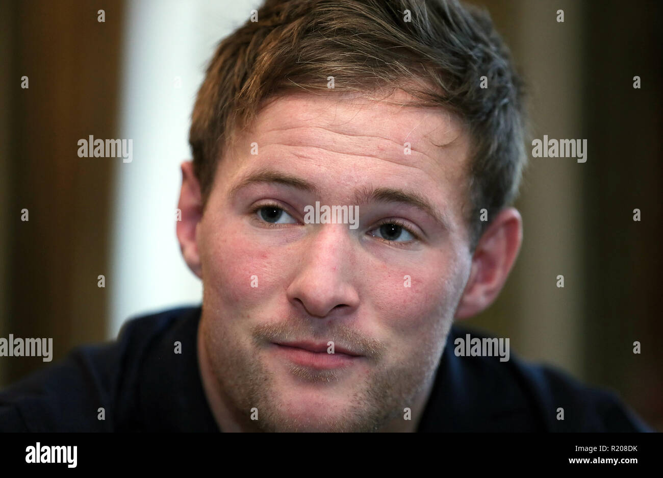 Ireland's Kieran Marmion during a press conference at Carton House Hotel, Maynooth. Stock Photo