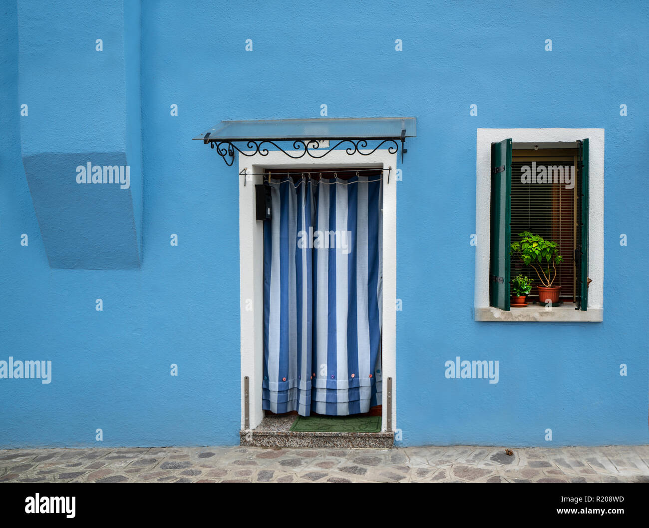 view of the brightly colored houses in Burano, Venice, Italy Stock Photo