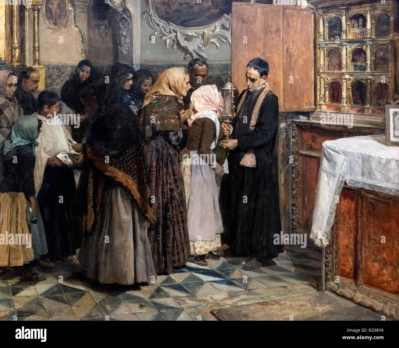 Kissing the Relic (El beso de la Reliquia) by Joaquín Sorolla (1863-1923), oil on canvas, 1893 Stock Photo