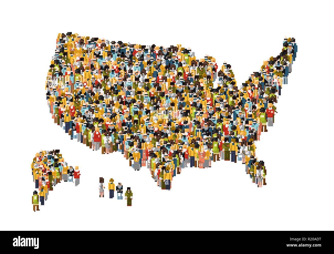 International group of peoples from different social status stand in