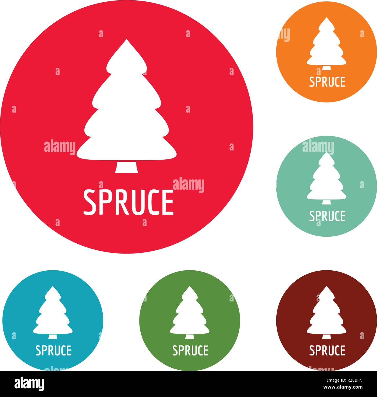 Spruce tree icons circle set vector isolated on white background Stock ...