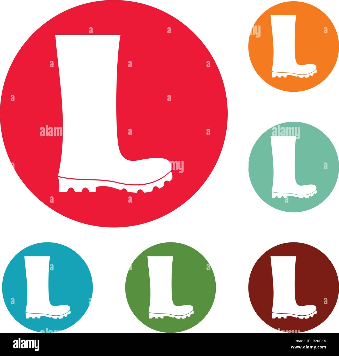 Rubber boots icons circle set vector isolated on white background Stock Vector