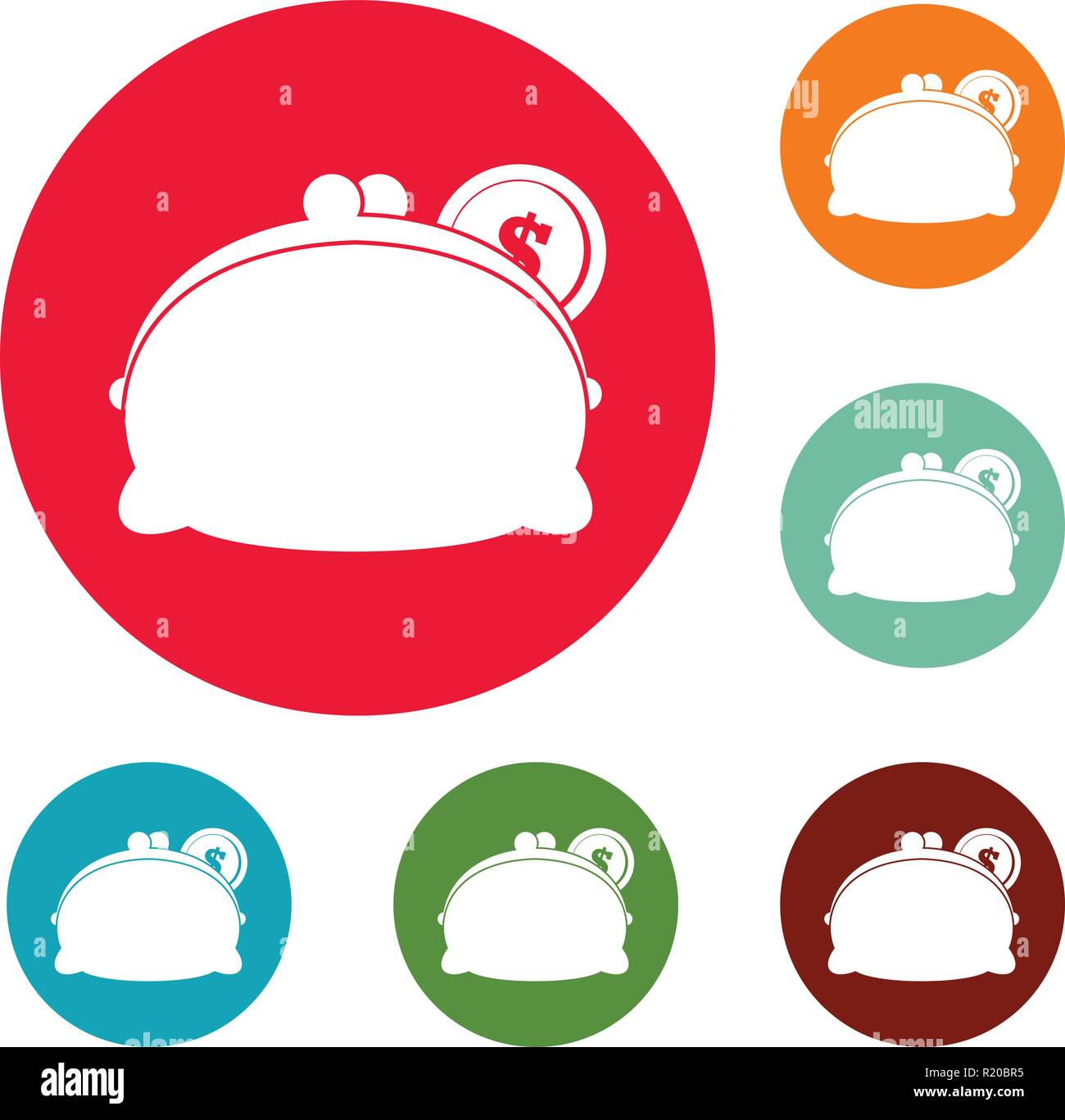 Purse woman icons circle set vector isolated on white background Stock ...