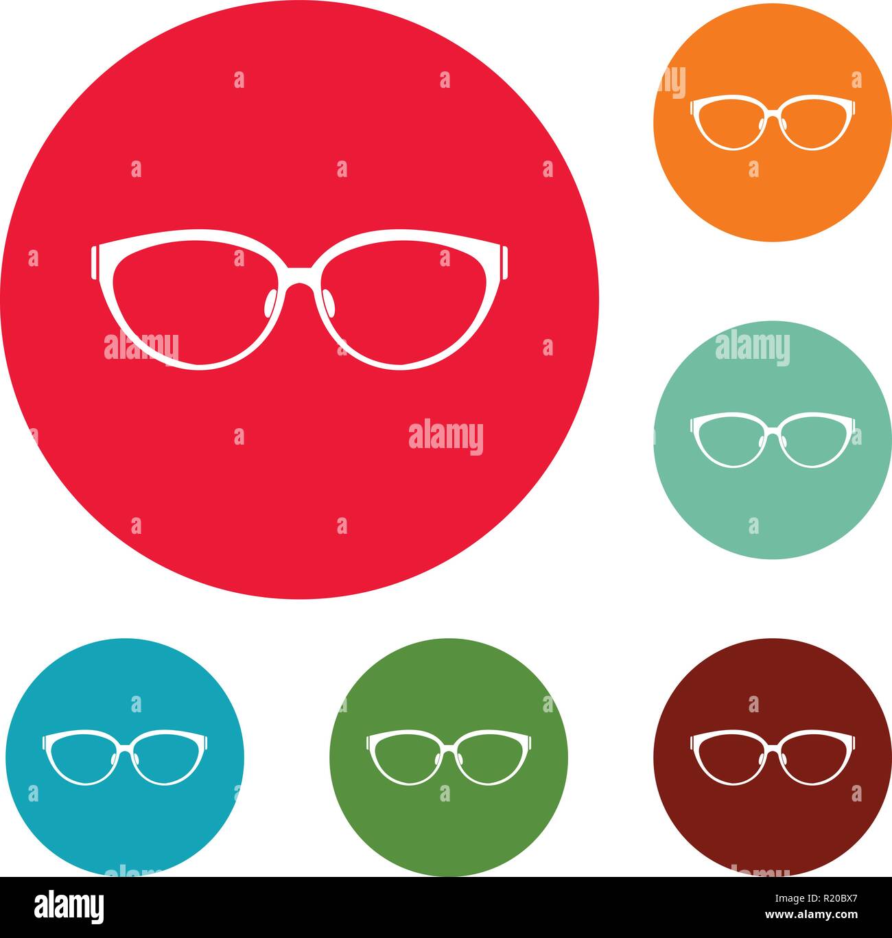 Lens of eyeglasses icons circle set vector isolated on white background ...