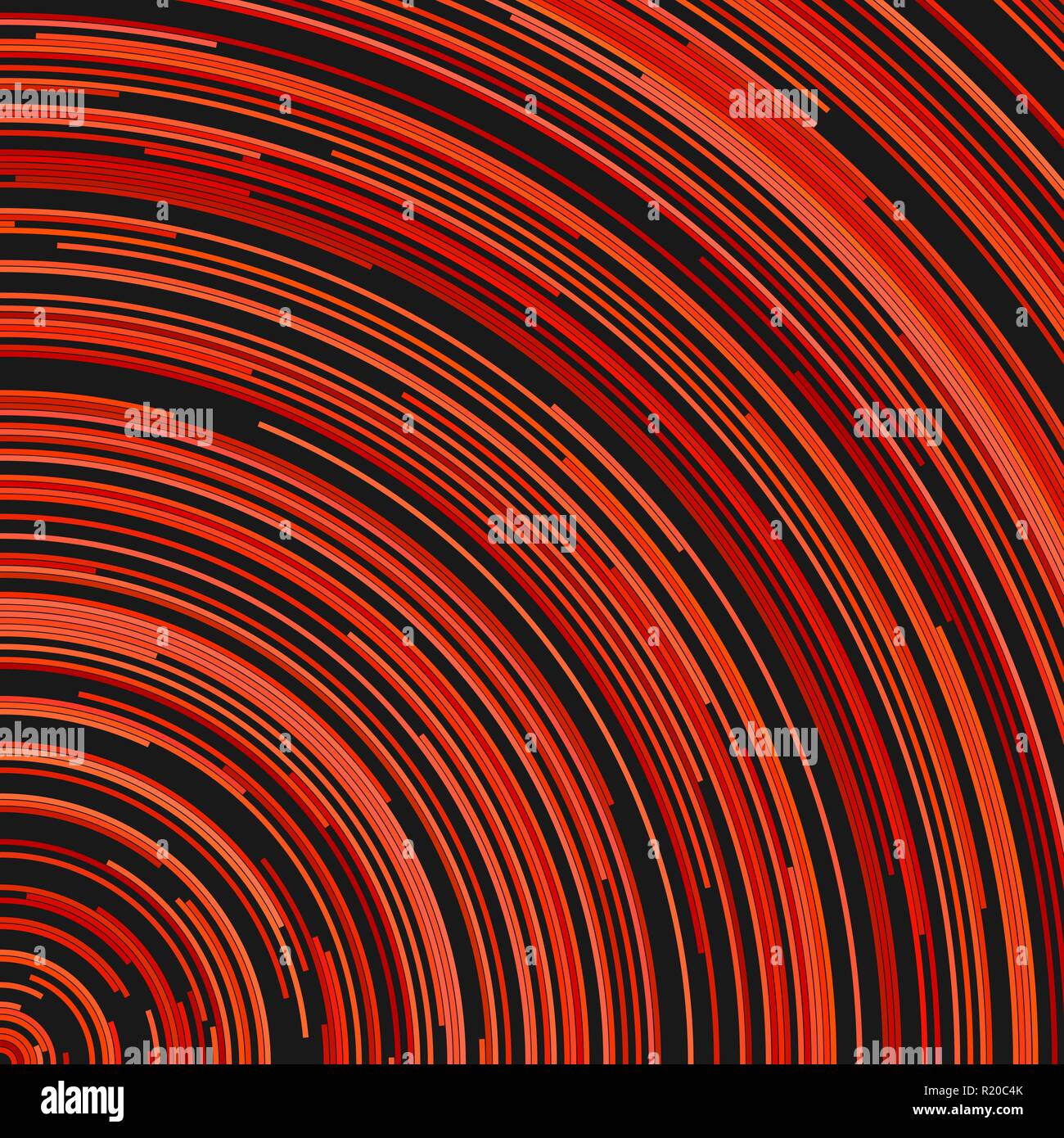 Red abstract psychedelic background design from concentric curved lines Stock Vector