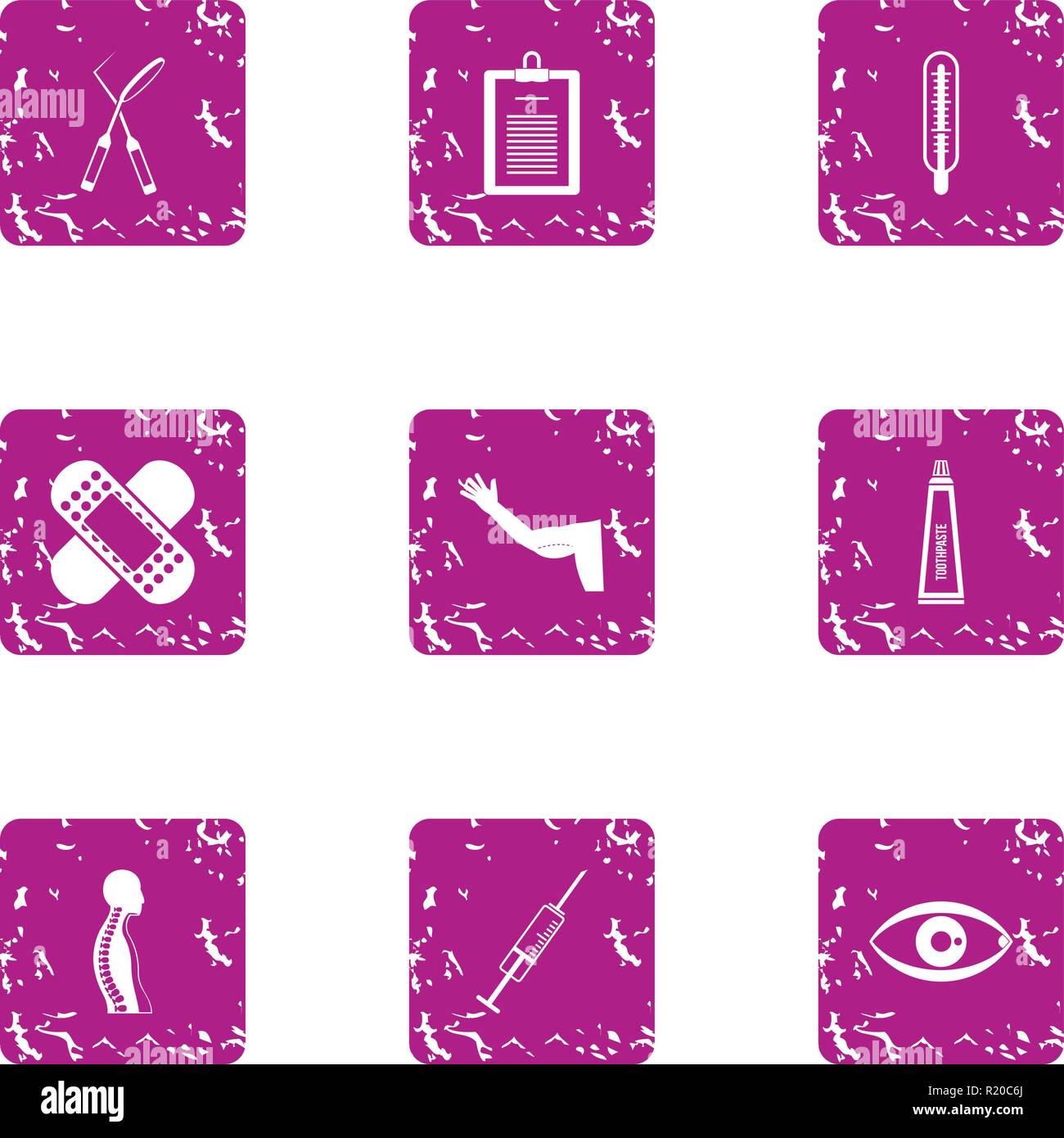 Practitioner icons set, grunge style Stock Vector