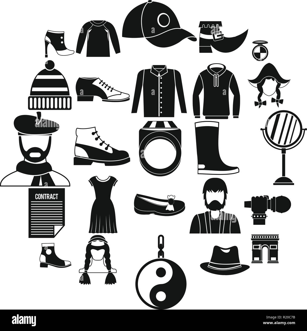 Tailor icons set outline style hi-res stock photography and images - Alamy