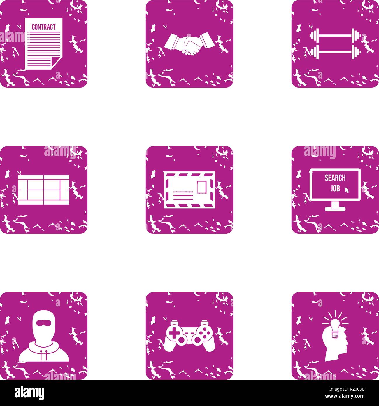 Practice sess icons set, grunge style Stock Vector