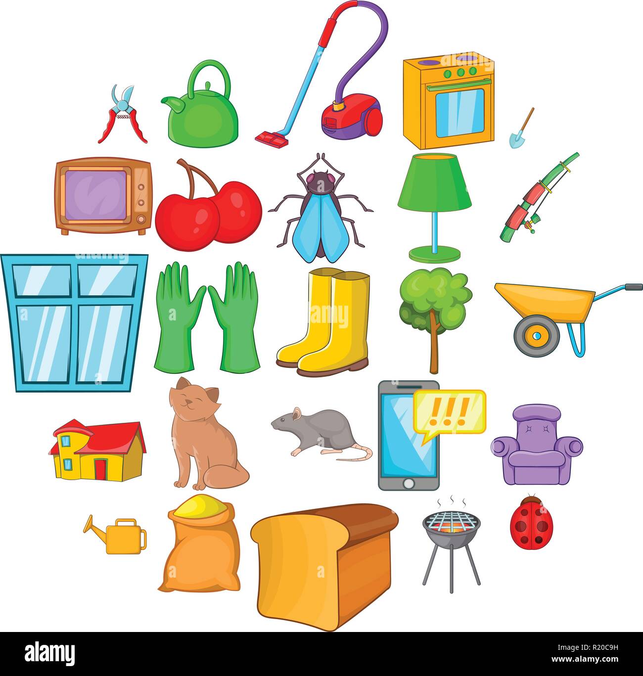 House Things Icons Set, Cartoon Style Royalty Free SVG, Cliparts