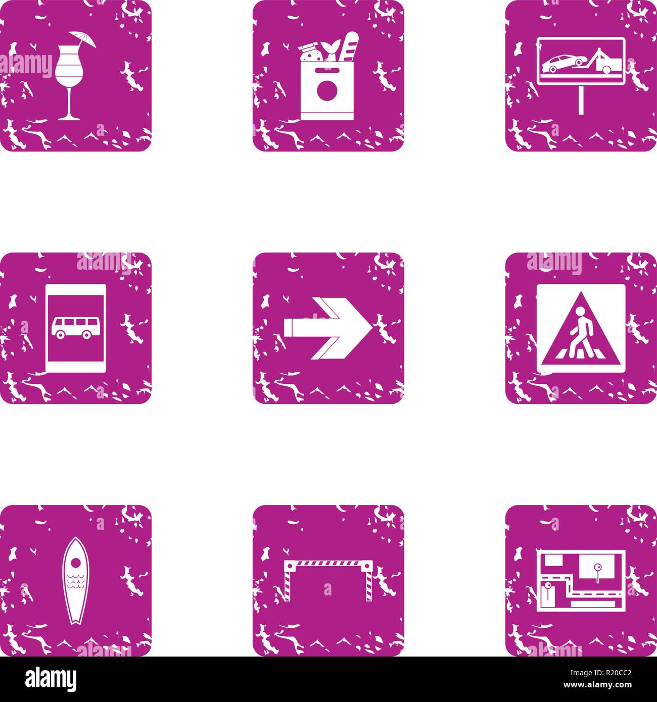 Freeway icons set, grunge style Stock Vector