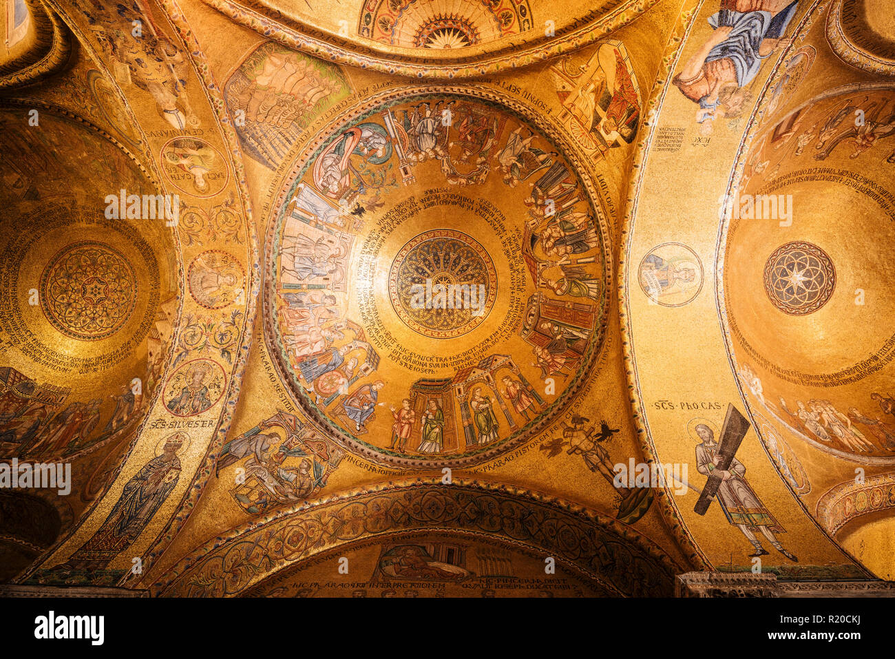 Ceiling of St Mark's Cathedral, Basilica di San Marco, Venice, Veneto Province, Italy, Europe Stock Photo