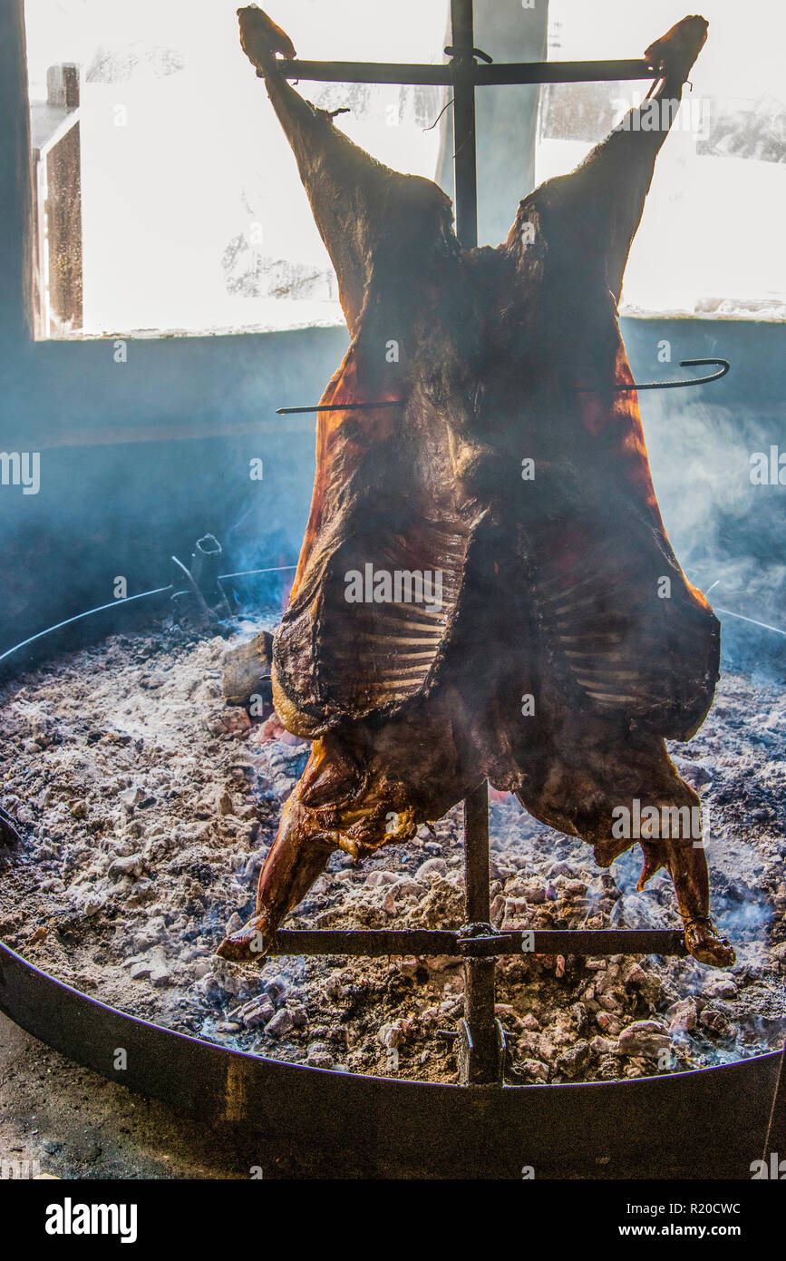 Typical Argentinian asado in cooking Stock Photo