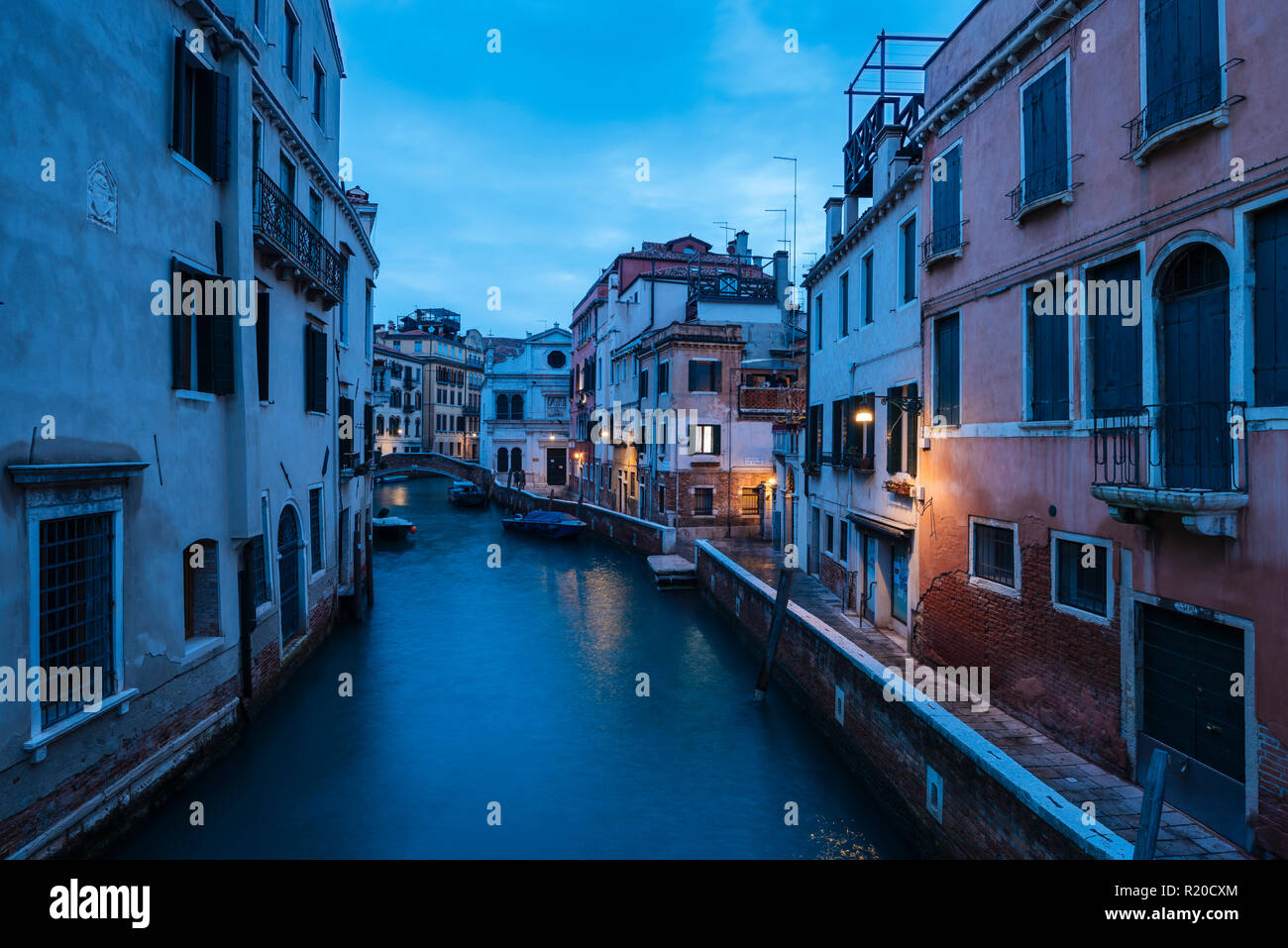 Canal at night, San Marco, Venice, Veneto Province, Italy, Europe Stock Photo