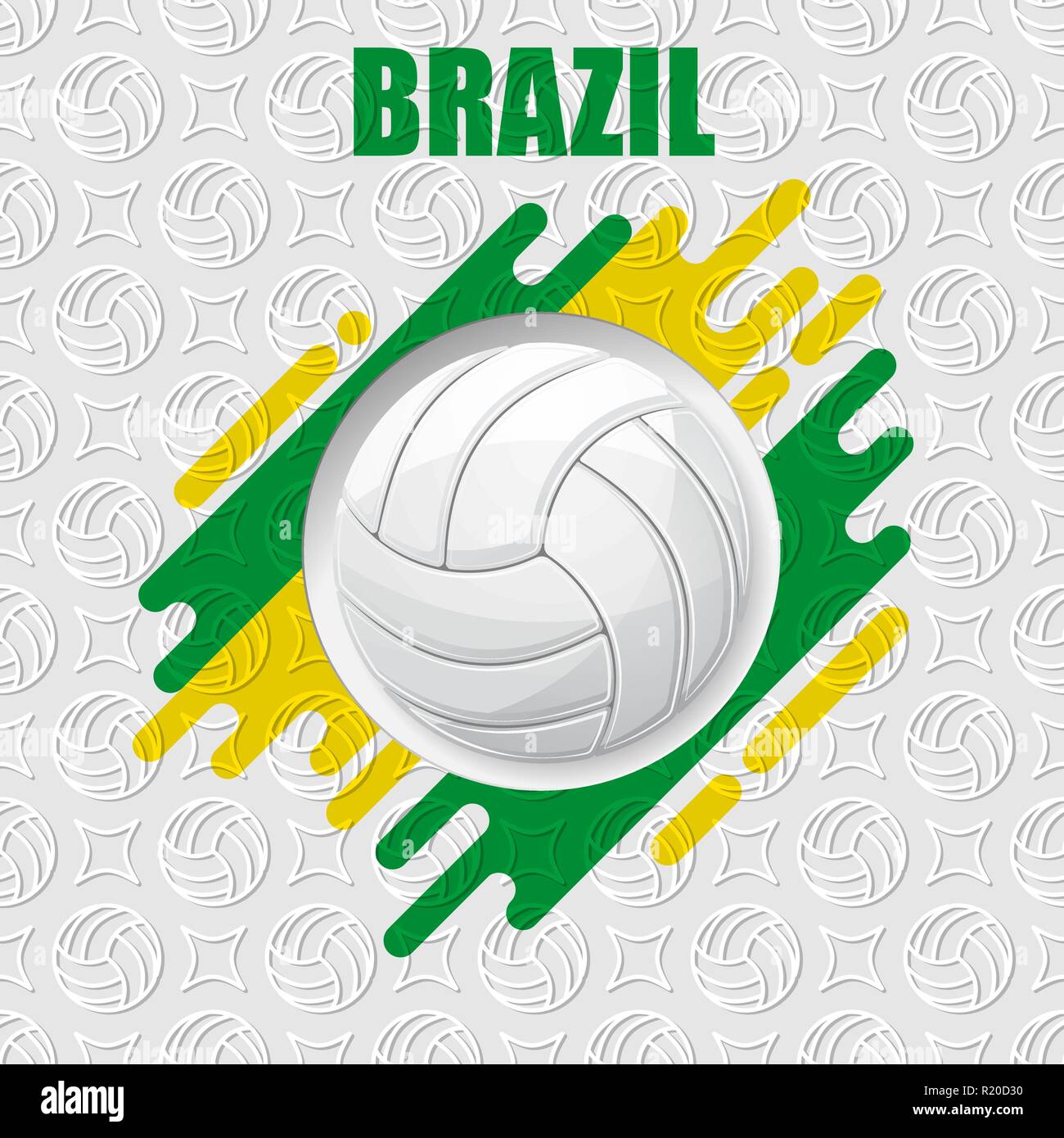 White Outline Volleyball Symbol With Brazil Flag Isolated On White Background Stock Vector Image Art Alamy
