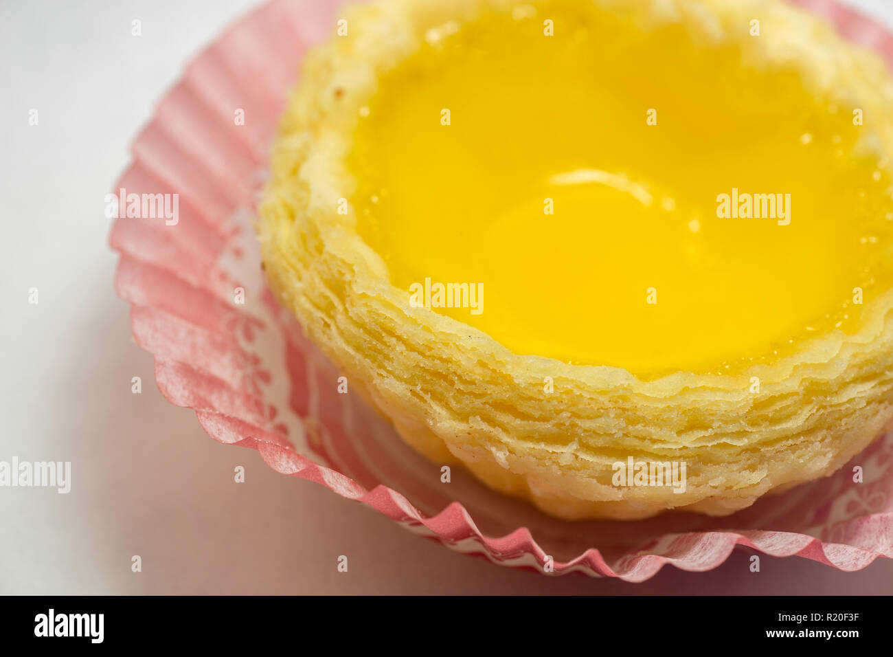 Egg Tart (Dim Sum Style) Isolated On White Background Stock Photo