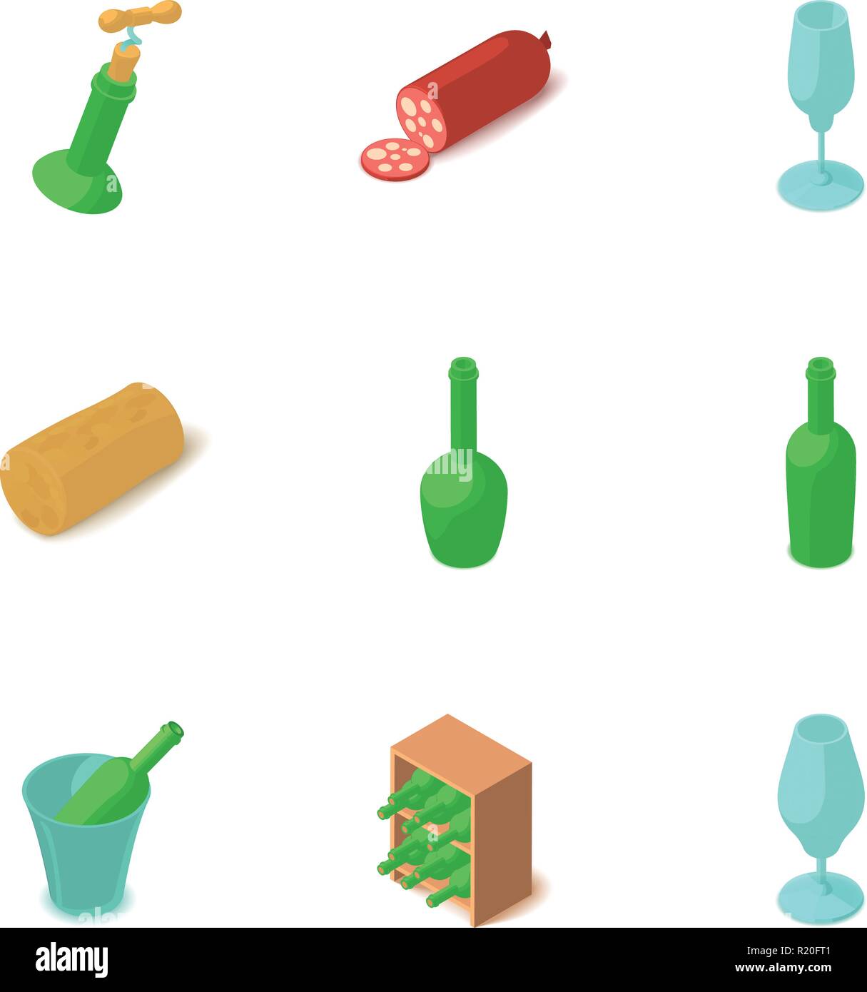 Shtof icons set, isometric style Stock Vector