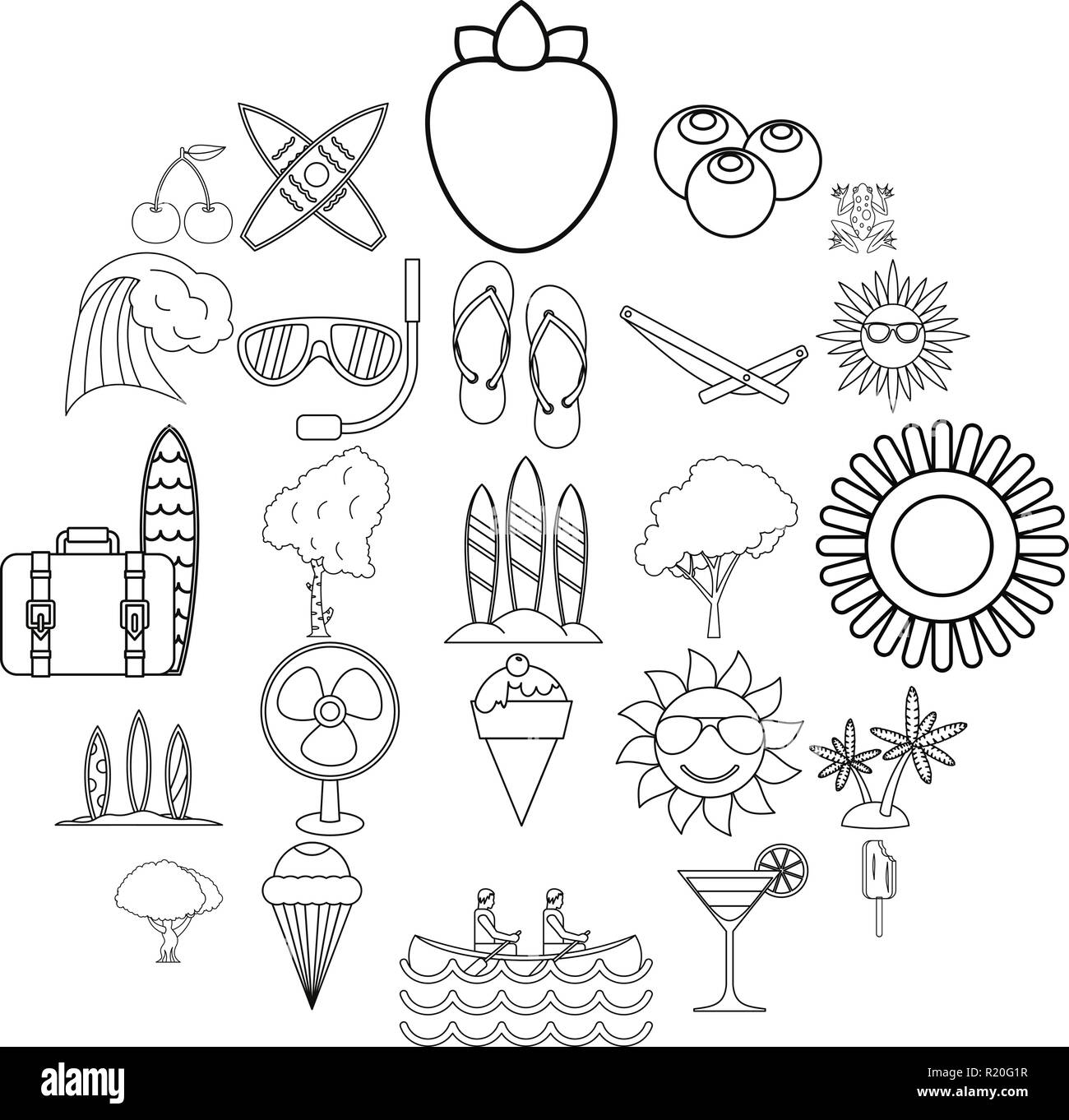 Summer season icons set, outline style Stock Vector Image & Art - Alamy