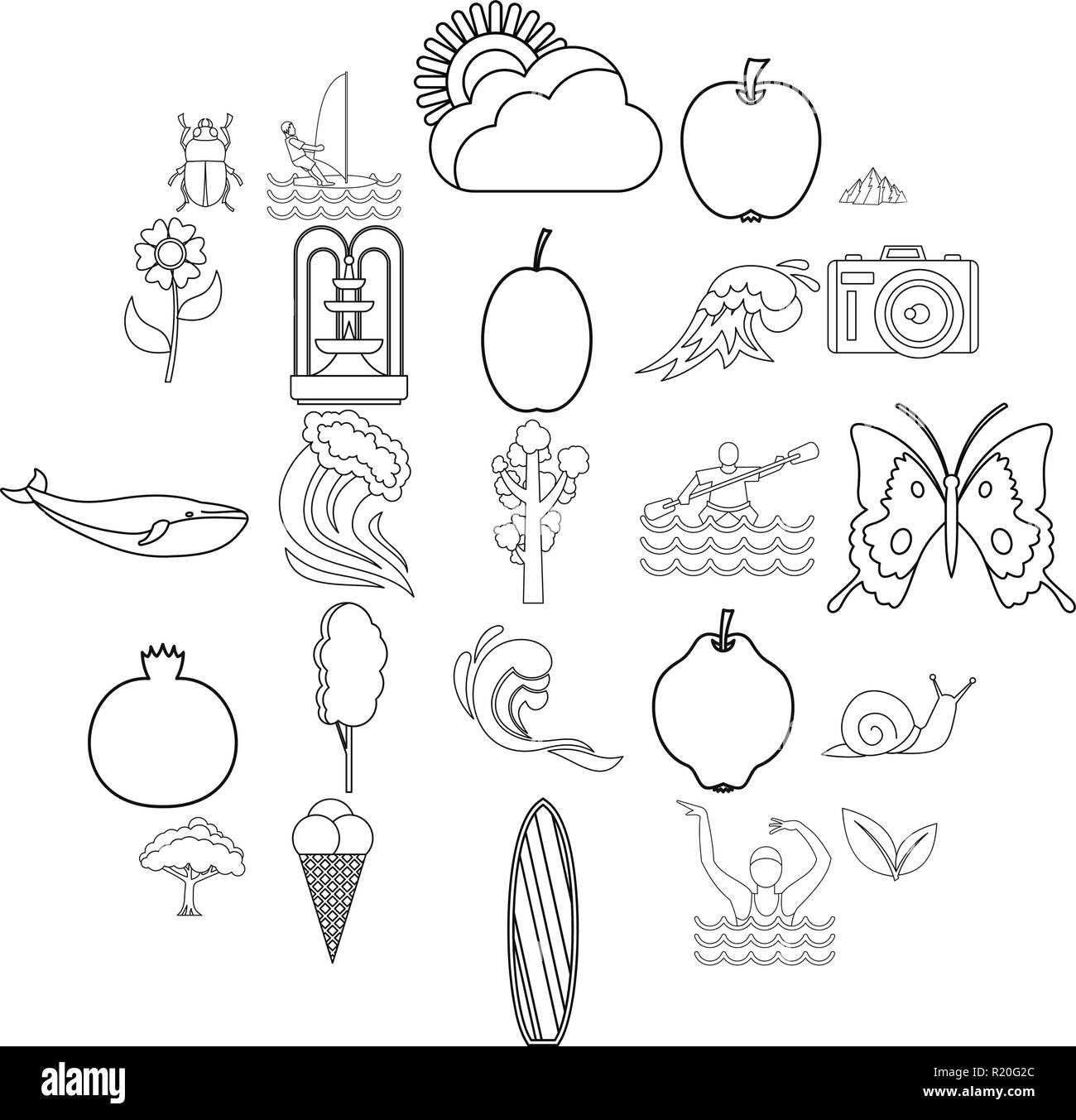 Summer rest icons set, outline style Stock Vector Image & Art - Alamy