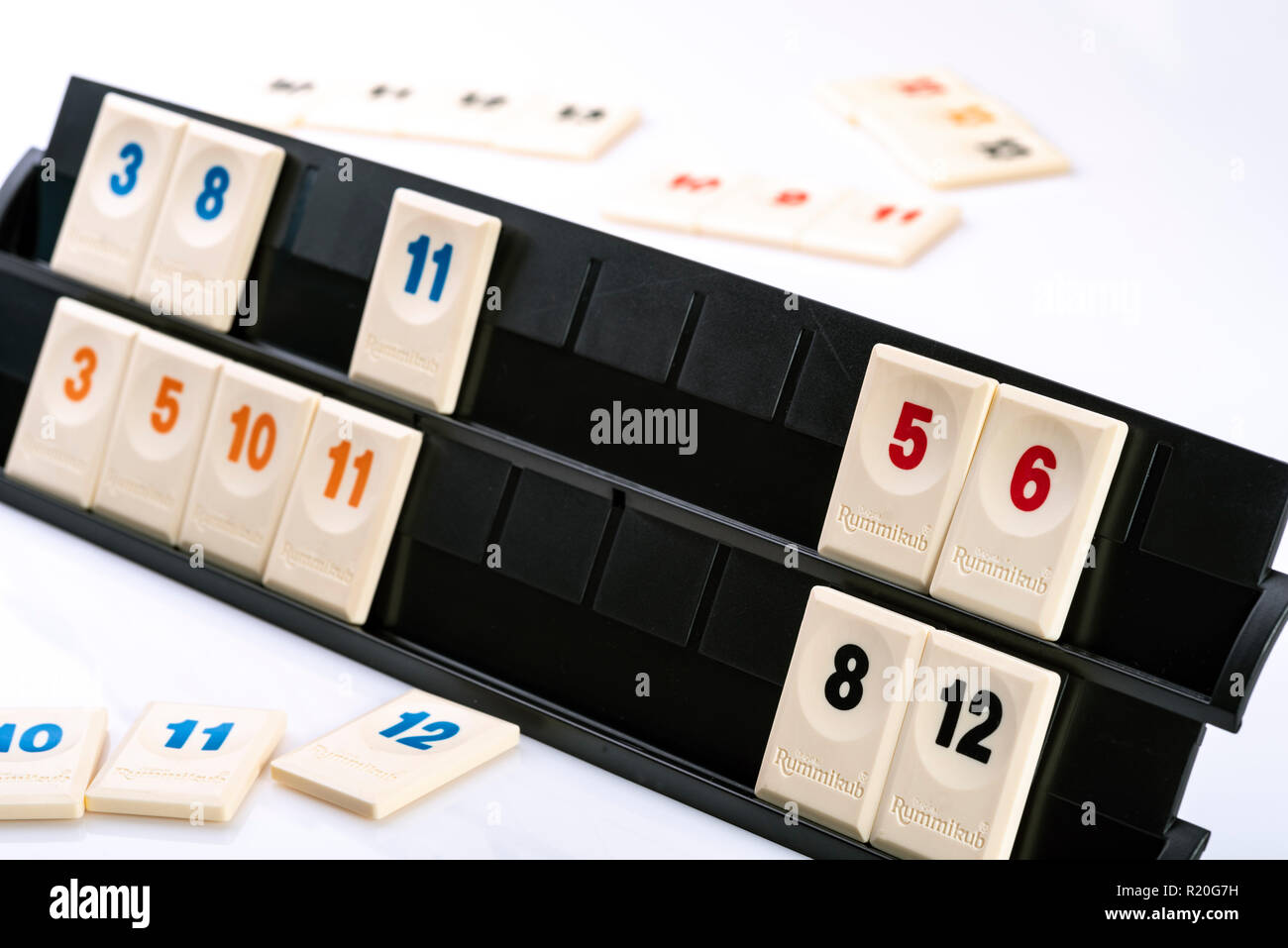 Gameplay Of Rummikub Board Game Stock Photo - Download Image Now