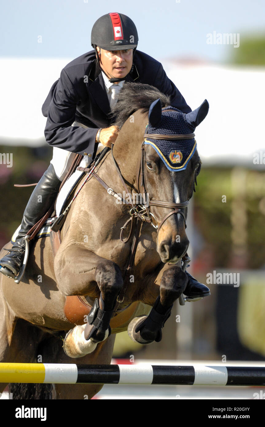 National Horse Show, Rolex National Championship December 2006, Mario Deslauriers (CAN) riding Available Gilmore 48 Stock Photo