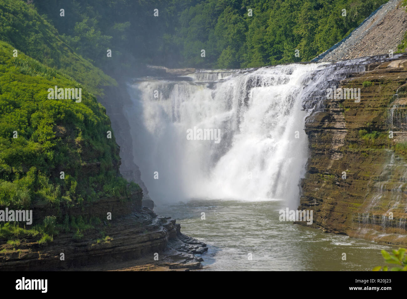 Water Falls in Letchworth State Park in New York Stock Photo