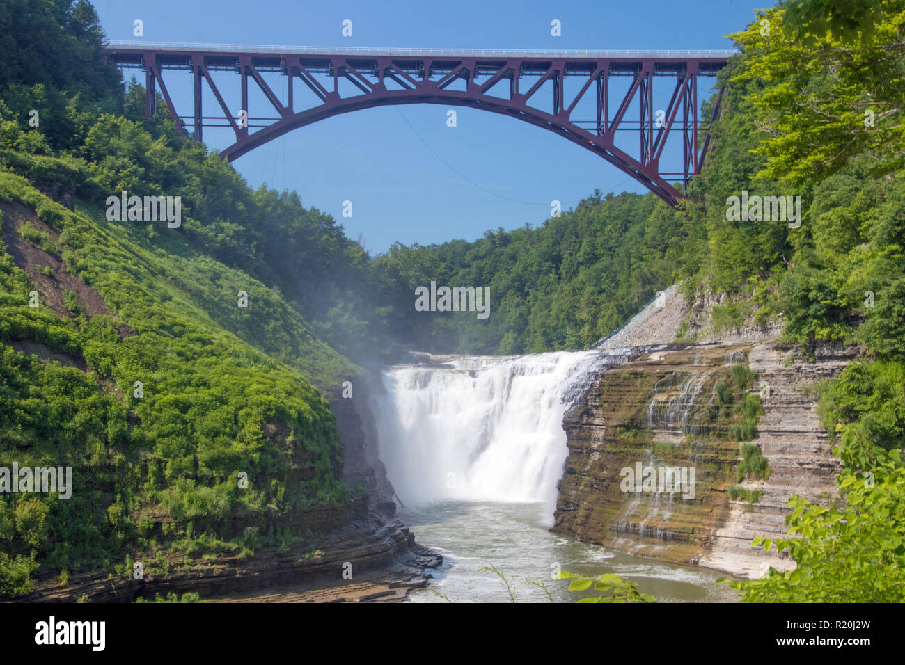 Water Falls in Letchworth State Park in New York Stock Photo