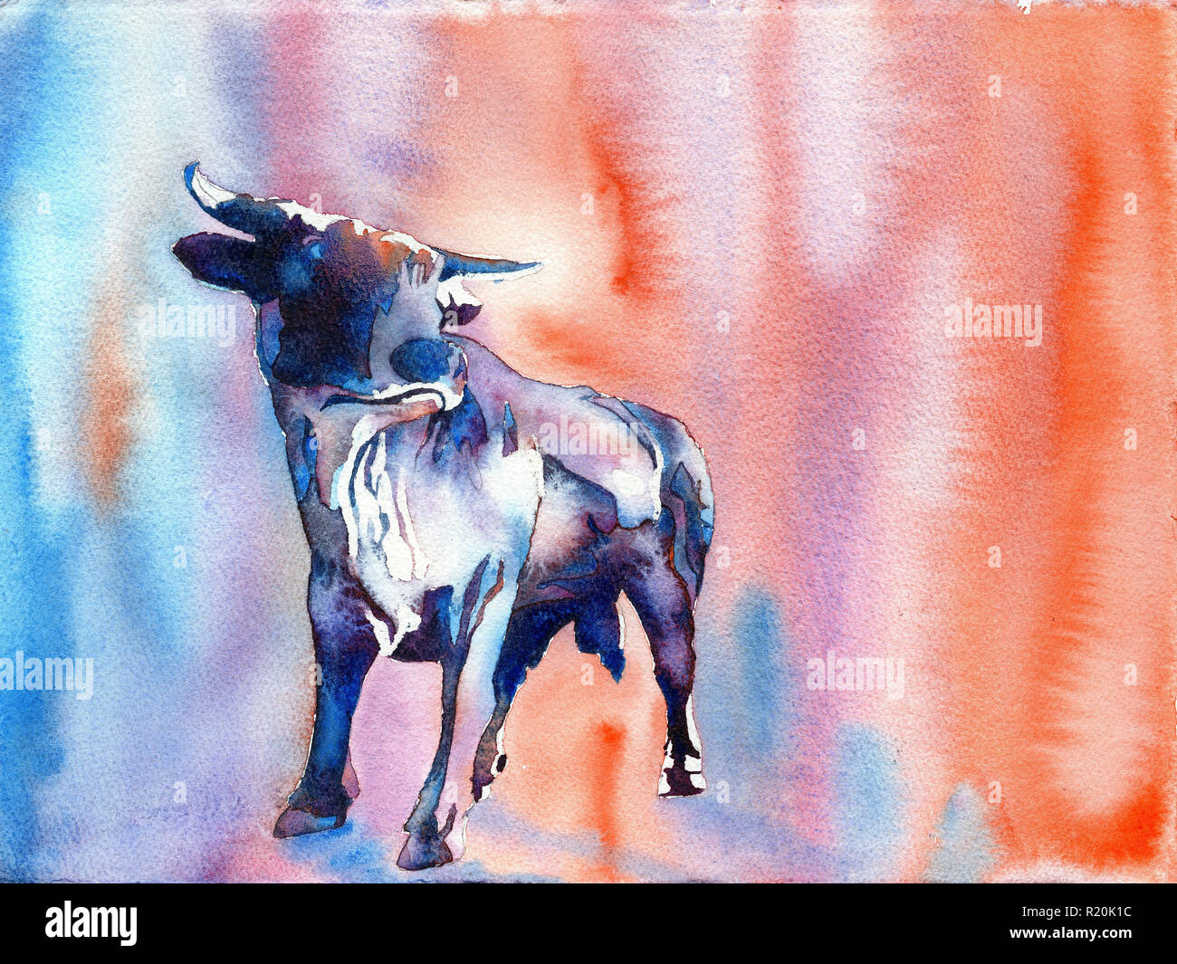 Durham Bull bronze statue in downtown Durham, NC at dusk. Fine art