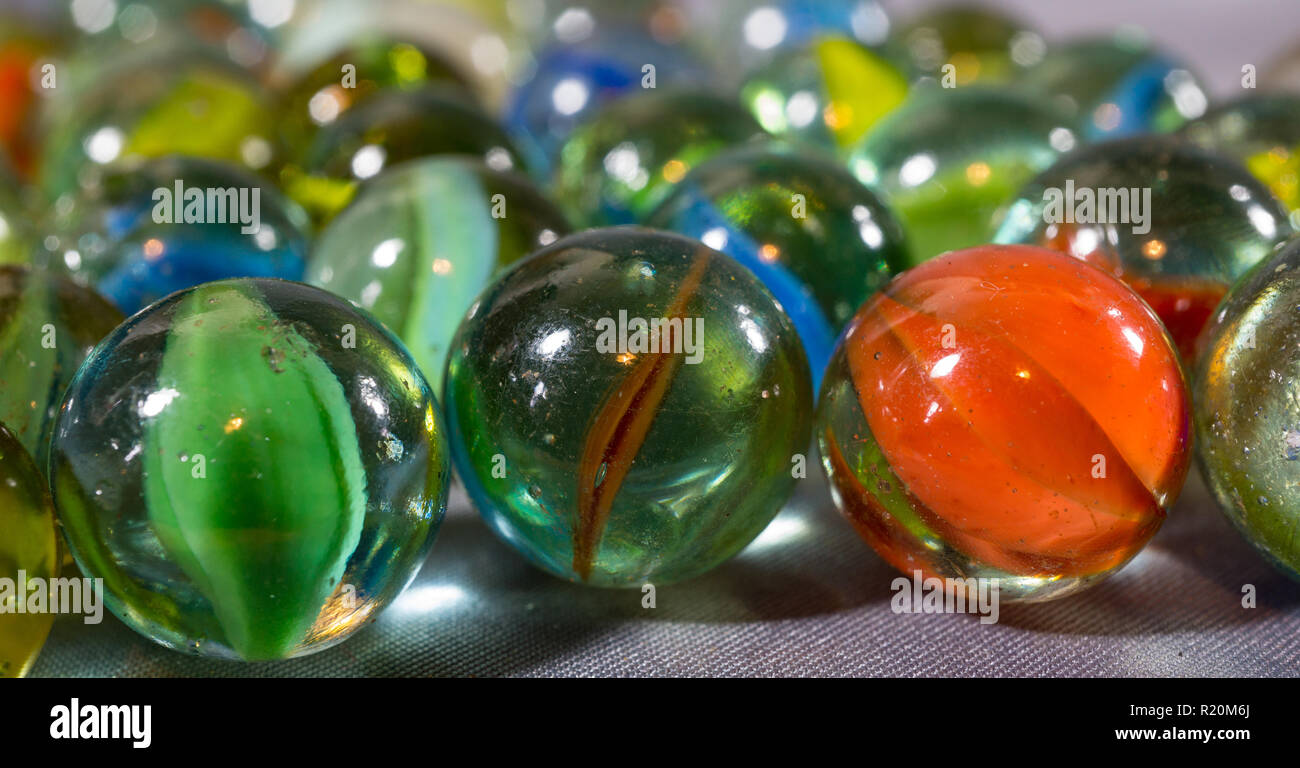 Group of vintage glass marbles Stock Photo
