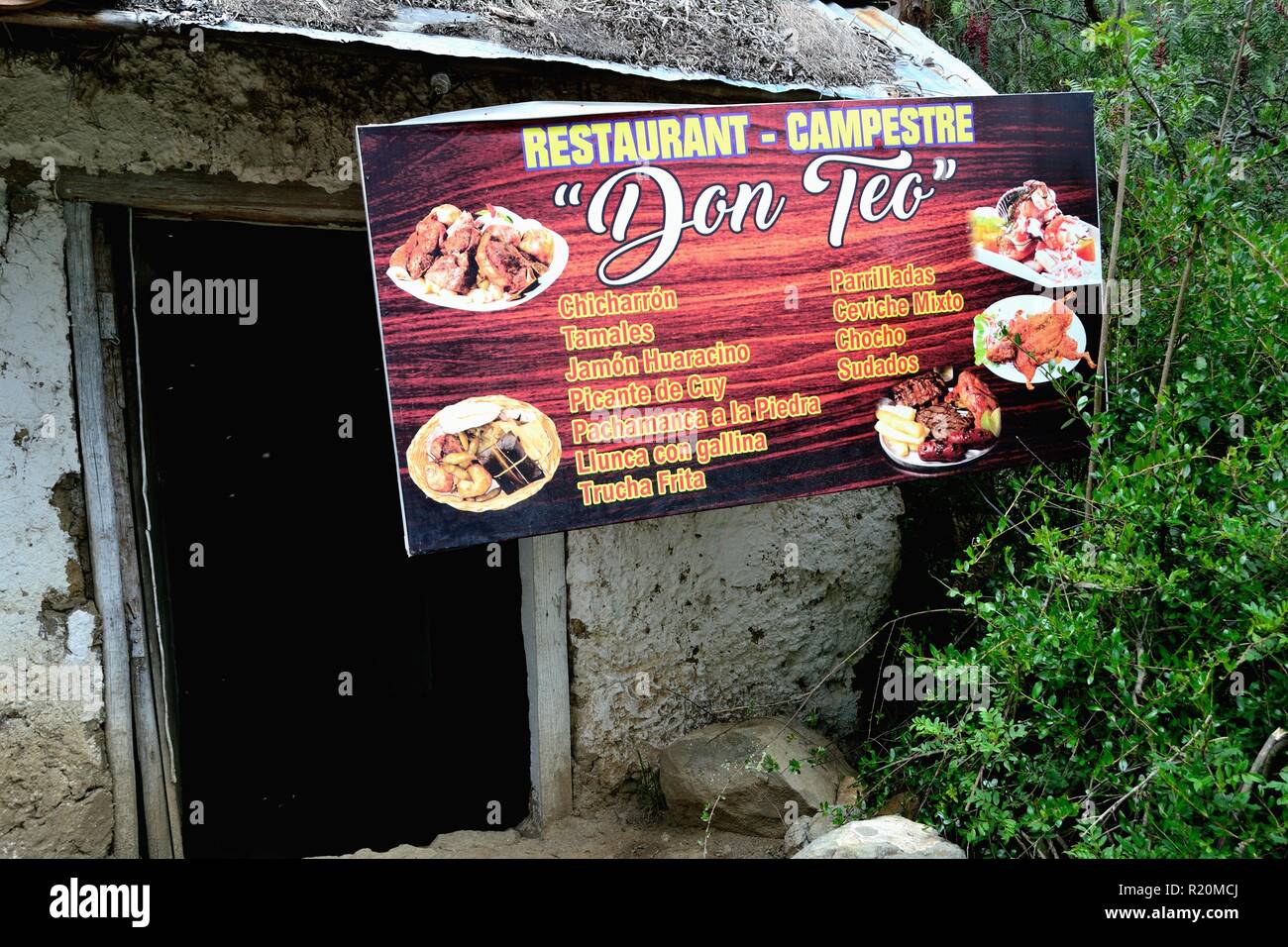 Restaurant in HUARAZ. Department of Ancash.PERU  sauce                   Stock Photo