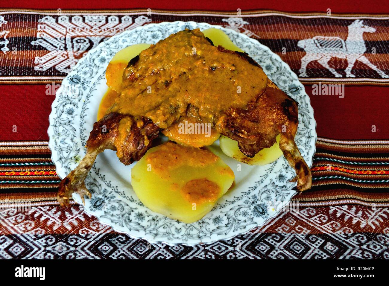 Cuy -Restaurant in HUARAZ. Department of Ancash.PERU                     Stock Photo