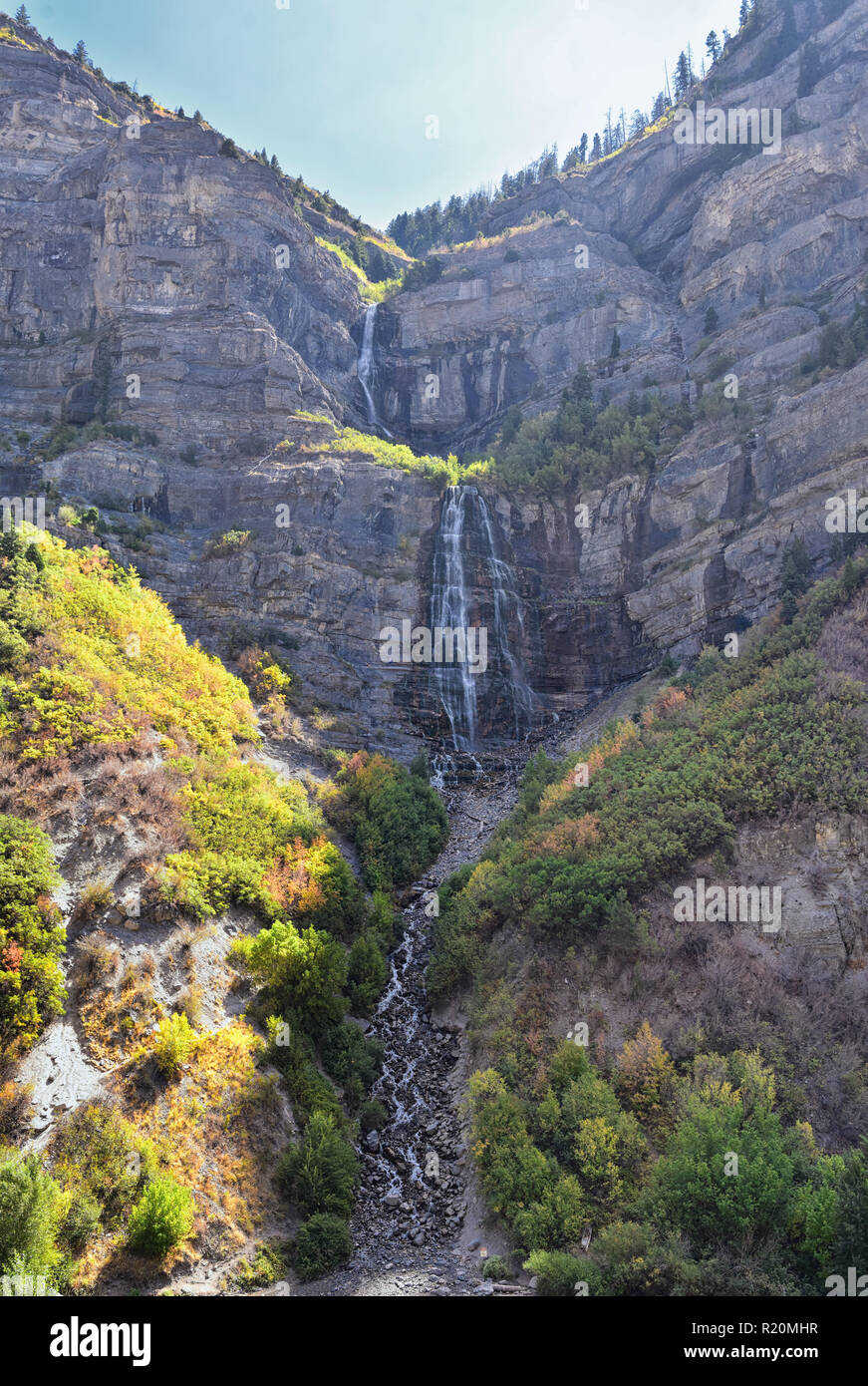 Bridal Veil Falls is a 607foottall (185 meters) double cataract waterfall in the south end of