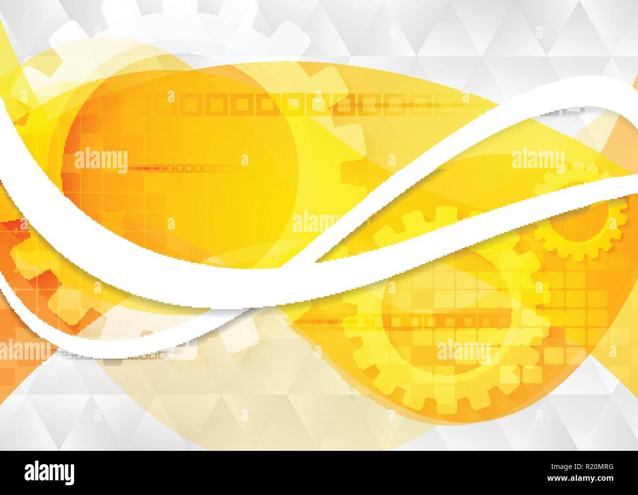 Geometric technology wavy bright orange vector abstract background Stock Vector