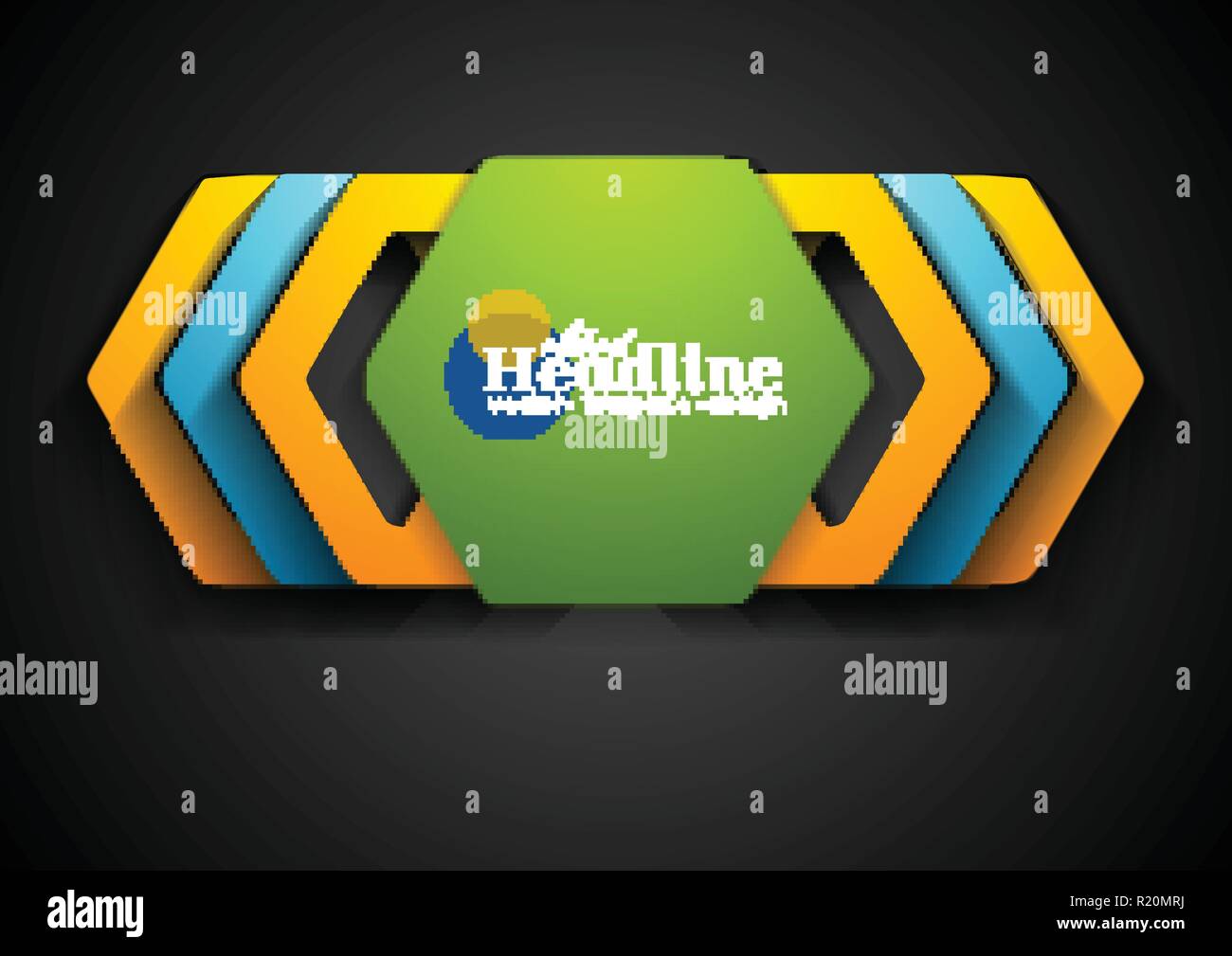Colorful hexagon shapes on black background. Vector design Stock Vector