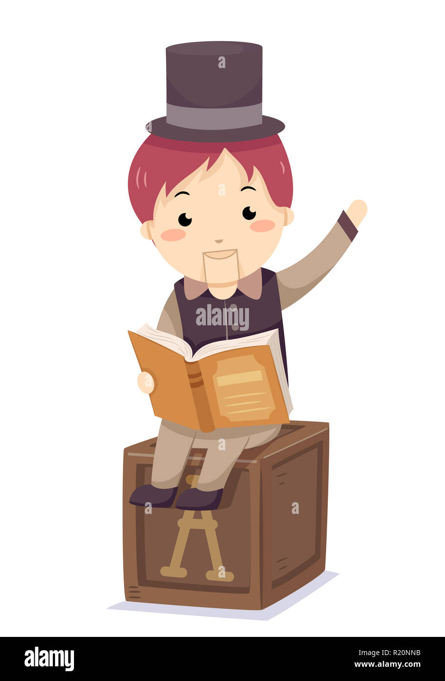 Colorful Illustration Featuring a Wooden Puppet Dressed Like a Little